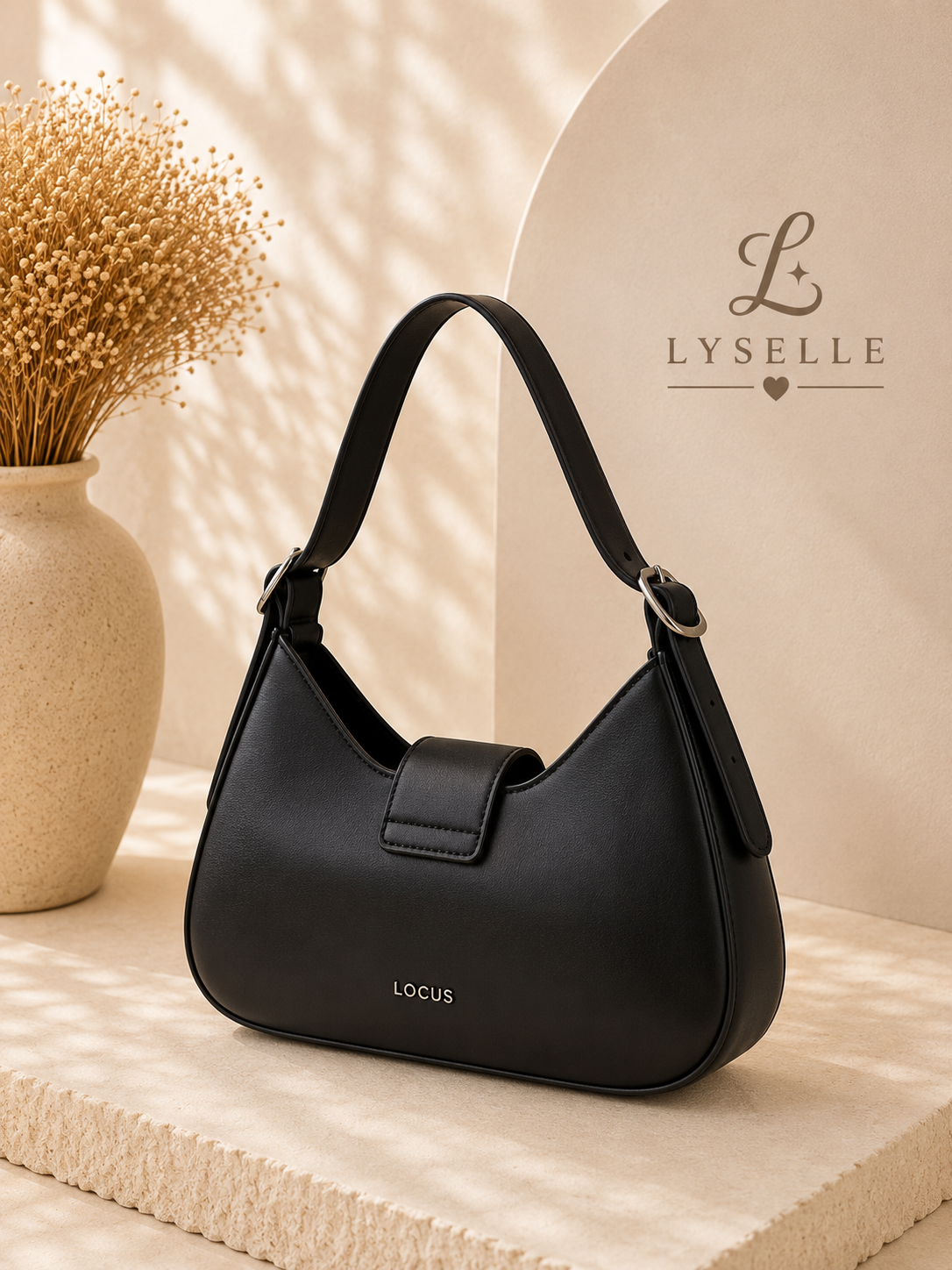 Lyselle Noir Crescent Handbag ✨