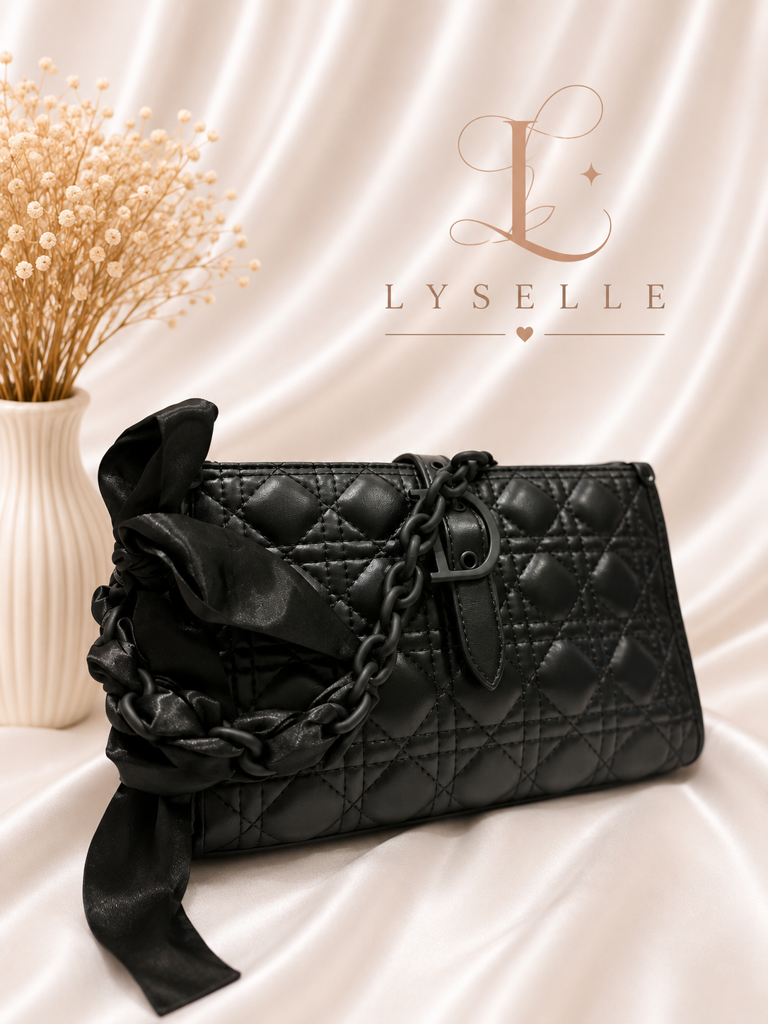 Lyselle Noir Quilted Handbag✨